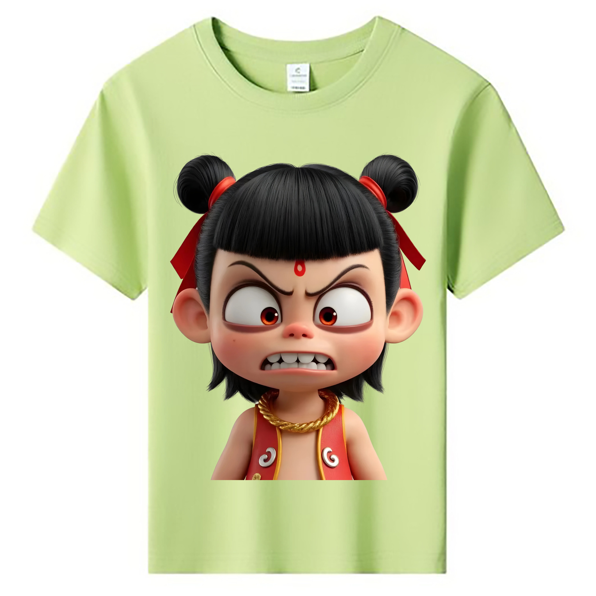 （画像用） Ne Zha 2 ナタ 魔童の大暴れ 綿100％キッズTシャツ（フロントプリント）